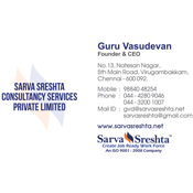 Business Card Designs - Sarva Sreshta Consultancy Services Private Limited, Chennai