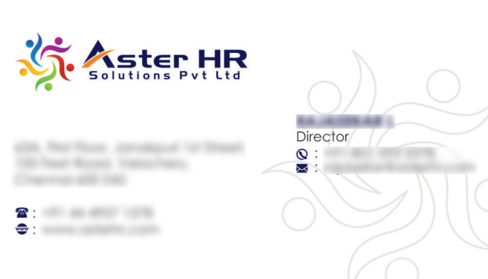 Business Card - Aster HR Solutions Pvt Ltd