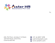 Letter Cover Designs - Aster HR Solutions Private Limited, Velachery, Chennai