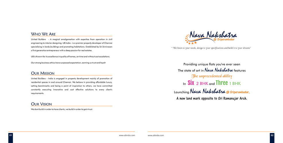 Brochure Designs - United Builder, Chennai