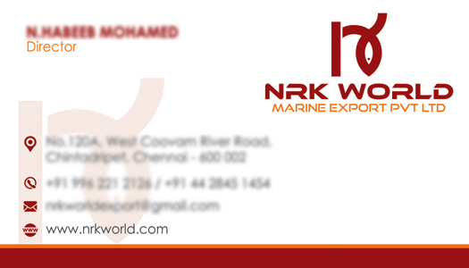 Business Card Designs, Branding - NRK World Marine Export Pvt Ltd, Chintadripet, Chennai
