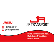 Business Card Designs - J R Transport, Arumbakkam, Chennai