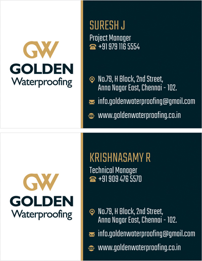 Brand Busniess Card Designing Services - Golden Waterproofing, Shenoy Nagar, Chennai