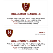 Business Card Designs - Halmark Safety Trainning Private Limited, Singapore