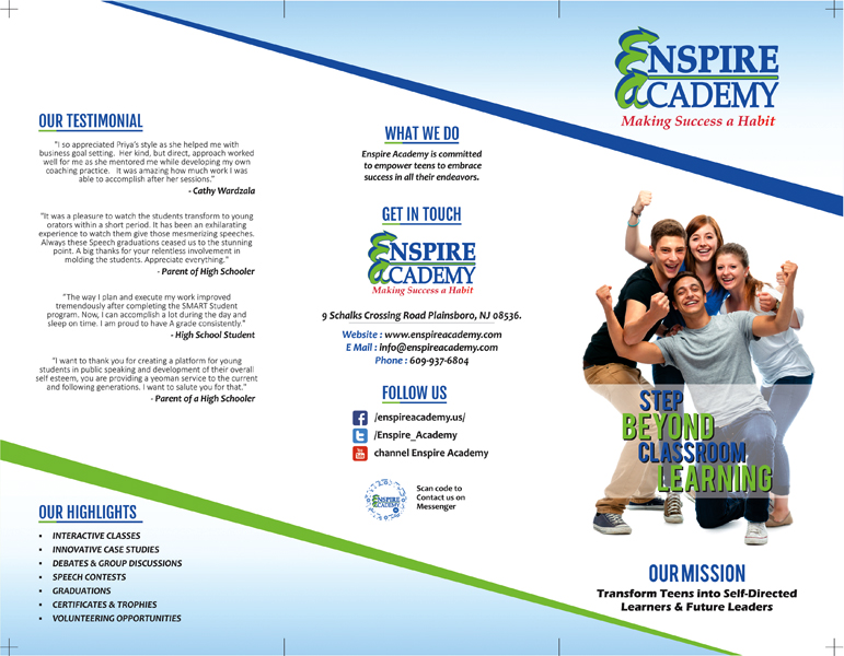 Brochure Designing Services - Enspire Academy, USA