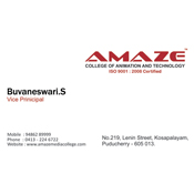 Business Card Designs - Amaze College of Animation & Technology, Chennai