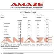 Application Form Designs - Amaze College of Animation & Technology, Chennai