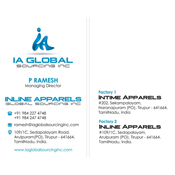 Business Card Designs - IA Global Sourcing Inc, Shenoy Nagar, Chennai