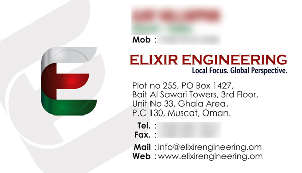 Business Card - Elixir Engineering, Muscat, Oman
