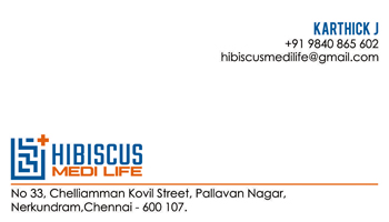 Business Card Designing Services - Hibiscus Medi Life, Nerkundram, Chennai