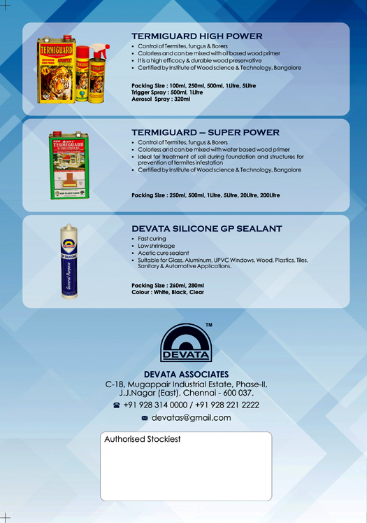 Product Catalogue - Devata Associates, J.J Nagar, Chennai