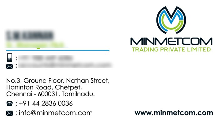 Business Card | Branding Designing Services - Minmetcom Trading Pvt Ltd, Chetpet, Chennai.