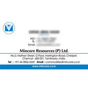 Business Card Designs - Mincore Resources Private Limited, Chetpet, Chennai