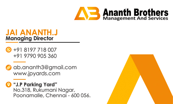 Branding Logo Designing Services - Business card, Ananth Brothers Management and Services, Poonamalle, Chennai