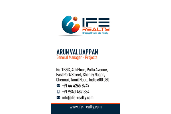 Company Logo Designing Services, Business Card - IFE Realty, Shenoy Nagar, Chennai