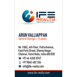 Business Card Designs - IFE Realty, Shenoy Nagar, Chennai