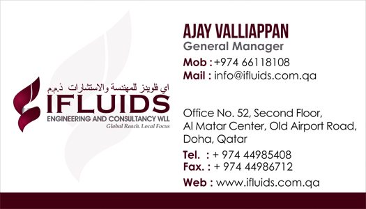 Brand logo designing services, Business Card -  Ifluids Engineering and Consultancy WLL, Doha, Qatar.