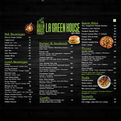 Brochure Designs - La Green House - Cafe & Bistro, Kellys, Kilpauk, Chennai