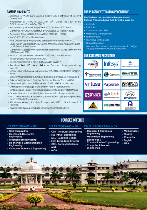 Brochure Desining Service - Placements 2019 - R.G.M College of Engineering & Technology, Kurnool, Andhra Pradesh