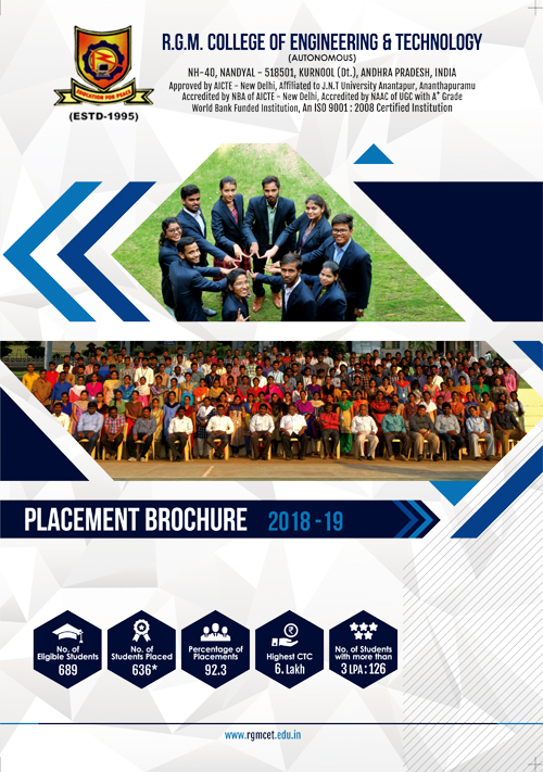 Brochure Designing Service - Placements 2019 - R.G.M College of Engineering & Technology, Kurnool, Andhra Pradesh