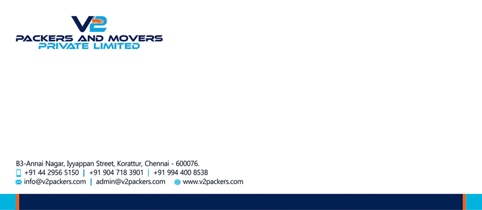 Letter Head Desinging Service-V2 Packers And Movers Private Limited Korattur, Chennai