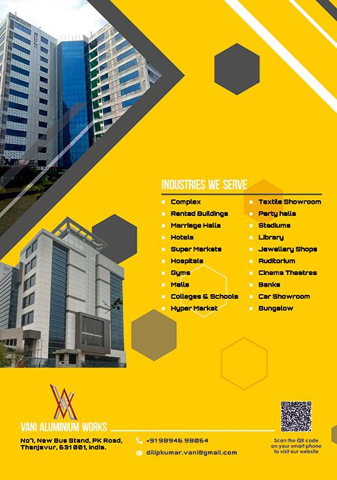 Brochure Designing Services - Vani Alumini works, Thanjavur, India.