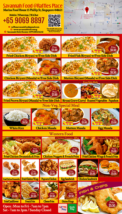 Flyer Designing Services - Savannah Food @ Raffles Place,Singapore.