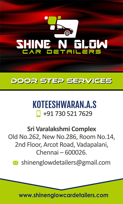 Business Card Designing Services - Shine N Glow, Vadapalani, Chennai.