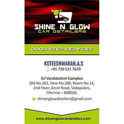 Business Card Designs - Shine N Glow, Vadapalani, Chennai.