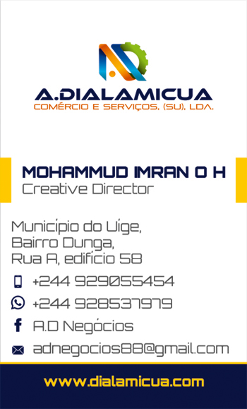 Logo Designing Services in Chennai - Business Card Designing Services for A.DIALAMICAU Commercial Services (P) Ltd, Angola, South Africa.