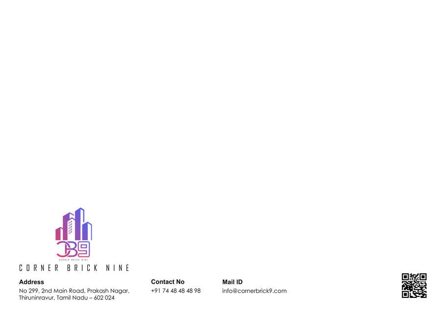 Brand Logo Designing Services in Chennai - Brochure Designing Services for Corner Brick Nine, Thiruninravur.