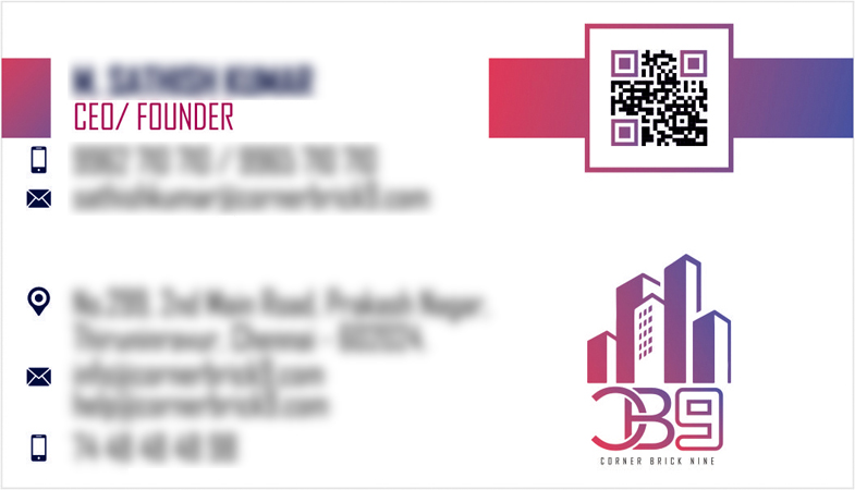 Brand Logo Designing Services in Chennai - Business Card Designing Services for Corner Brick Nine, Thiruninravur.