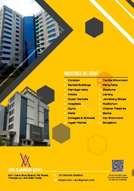 Brochure Designing Services in Chennai - Brochure Designing Services for Vani Aluminium Works, Thanjavur, India.